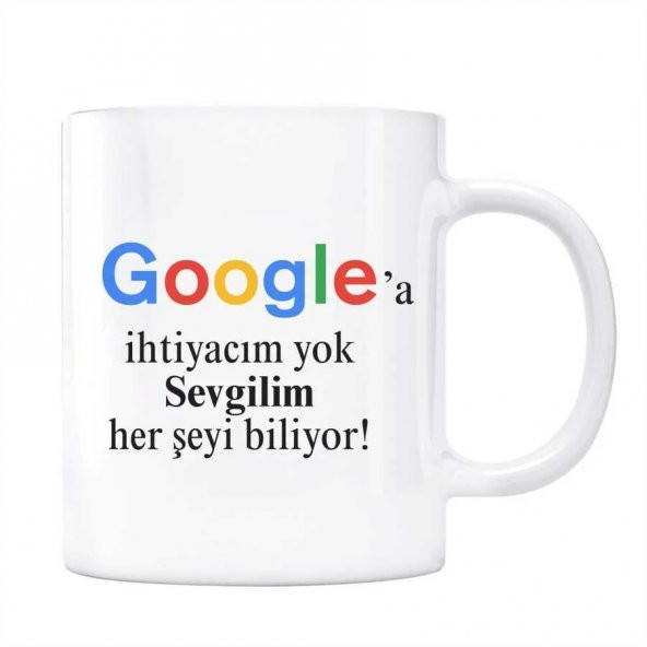 Google Kupa Bardak - Sevgilim Her Şeyi Biliyor Google a İhtiyaç Yok ürün görseli 1