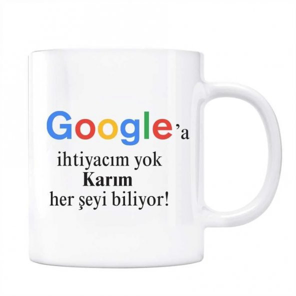 Google Kupa Bardak - Karım Her Şeyi Biliyor Google a İhtiyaç Yok ürün görseli 1