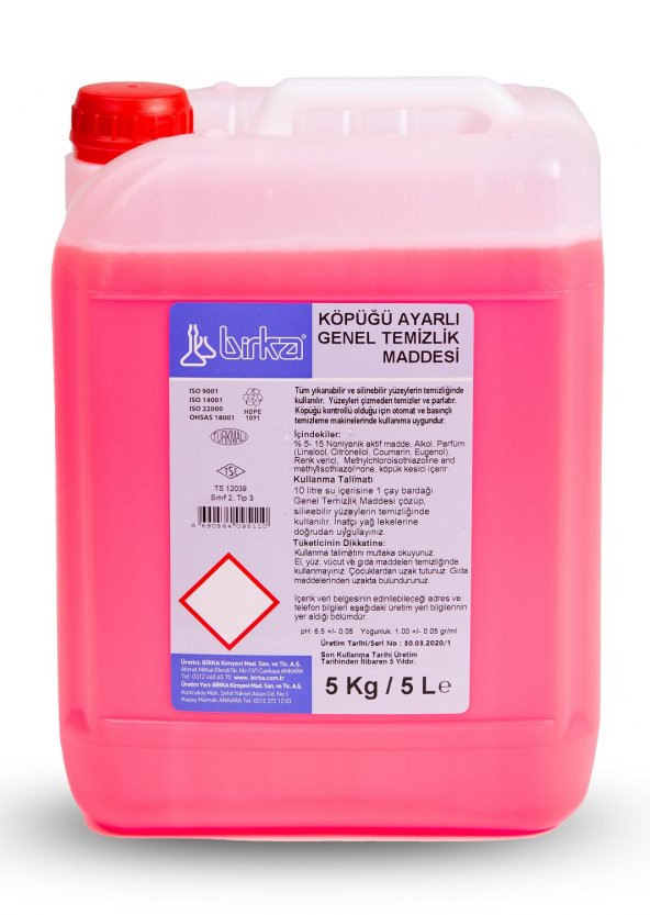 Birka Köpüğü Ayarlı Genel Temizlik Maddesi, 5 Lt. (Yer Yıkama Makineleri İçin) ürün görseli 1