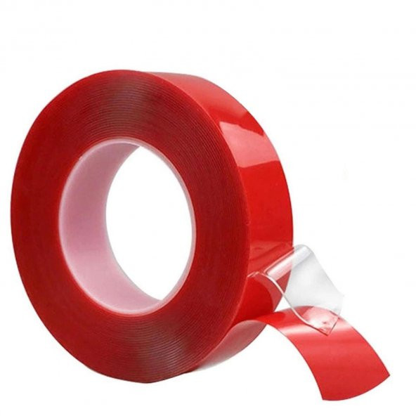 Silikonize Çift Taraflı Bant Montaj Bandı Şeffaf 24 mm x 2 Metre ürün görseli 1