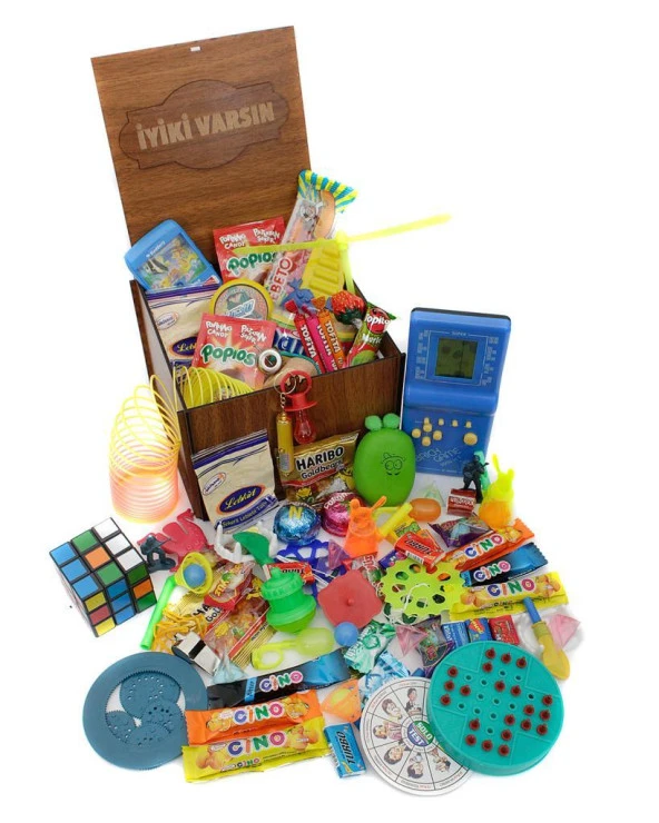 Ahşap Gıda Ve Oyuncak Kutusu Mavi Tetris ( İyi ki Varsın ) ürün görseli 1