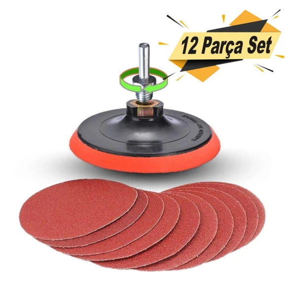 Cırt Zımpara Seti + Matkap Aparatı + 115 mm Taban (12 PARÇA SET) ürün görseli 1
