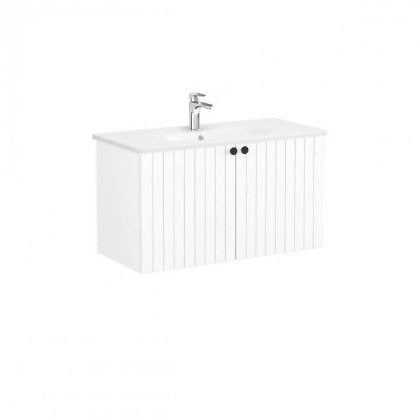 Vitra Root Groove 100 cm Beyaz Kapaklı Banyo Dolabı Alt Modül Lavabo ürün görseli 1