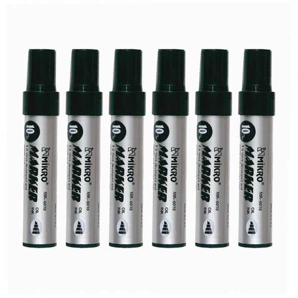 Siyah Permanent Markör Marker Kesik Uçlu Koli Kalemi Siyah 10 mm Mr-6010 6 Adet ürün görseli 1