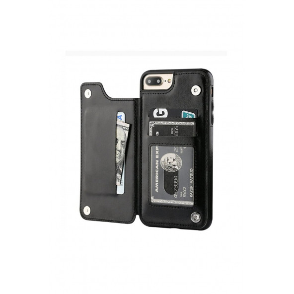 DESİNGSHOP Deri Cepli Kılıf Iphone 13 Pro Max Çoklu Kart Tutucu Siyah Renk Telefon Kılıfı ürün görseli 1