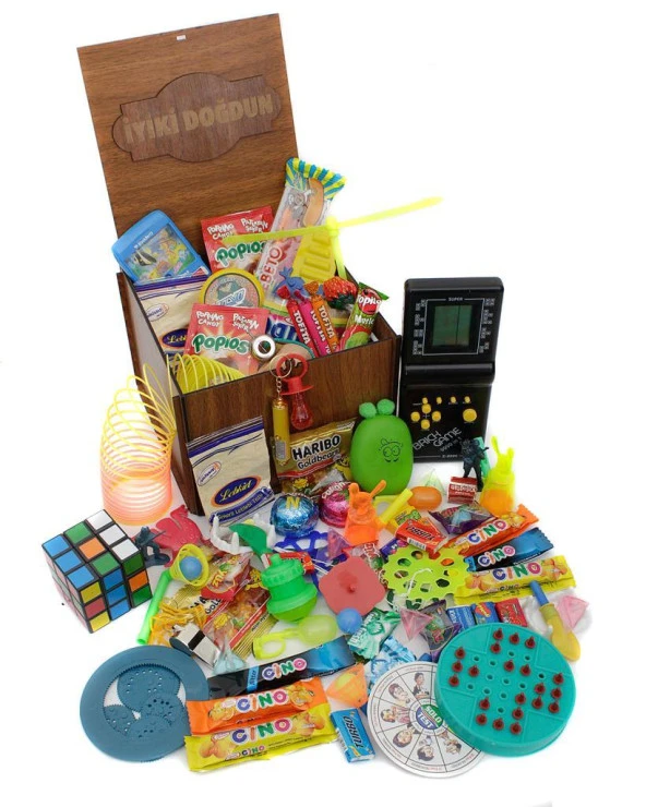 Ahşap Gıda Ve Oyuncak Kutusu Siyah Tetris ( İyi ki Doğdun ) ürün görseli 1