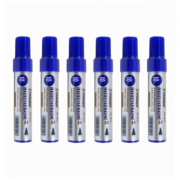 Mavi Permanent Markör Marker Kesik Uçlu Koli Kalemi Mavi 10 mm Mr-6010 6 Adet ürün görseli 1