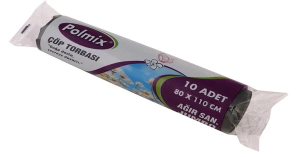 Omnipazar Polmix End Jumbo Ağır Sanayi Çöp Poşeti 80x110cm 10 Rulo 100 Ad 7 Kg Siyah ürün görseli 1