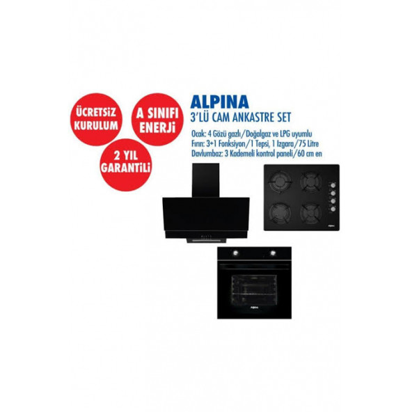 Alpina Siyah Statik Cam Ankastre Set ürün görseli 1