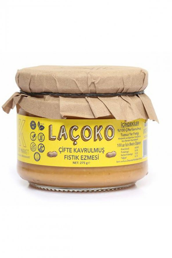 Laçoko Glutensiz Vegan Çifte Kavrulmuş Fıstık Ezmesi 275 G ürün görseli 1