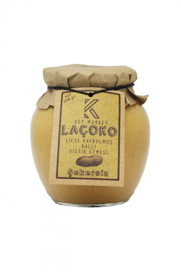 Laçoko Şekersiz Katkısız Glutensiz Doğal Çifte Kavrulmuş Ballı Yer Fıstığı Ezmesi 350 G ürün görseli 1