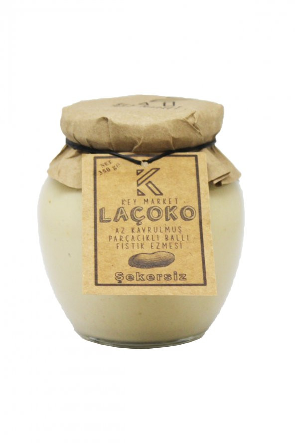 Laçoko Şekersiz Katkısız Glutensiz Doğal Az Kavrulmuş Çiğ Parçacıklı Ballı Fıstık Ezmesi 350 G ürün görseli 1
