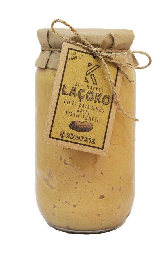 Laçoko Şekersiz Katkısız Glutensiz Doğal Çifte Kavrulmuş Ballı Fıstık Ezmesi 1 KG ürün görseli 1