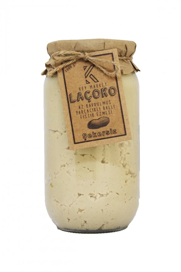 Laçoko Şekersiz Katkısız Glutensiz Doğal Az Kavrulmuş Çiğ Parçacıklı Ballı Fıstık Ezmesi 1 KG ürün görseli 1