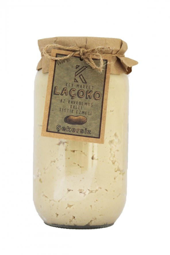 Laçoko Şekersiz Katkısız Glutensiz Doğal Az Kavrulmuş Çiğ Ballı Fıstık Ezmesi 1 KG ürün görseli 1