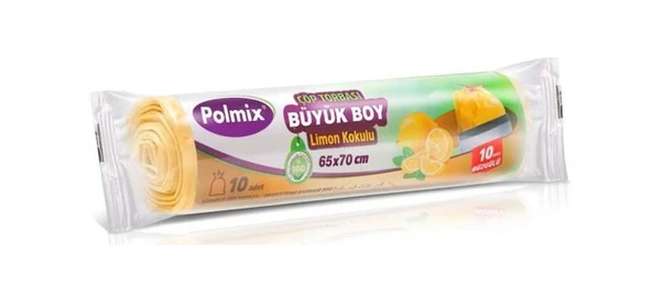 Omnipazar Polmix Büzgülü 65x70 cm Limon Kokulu Büyük Boy Çöp Torbası 10x30 Rulo 300 Adet 42911 ürün görseli 1