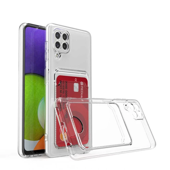 Galaxy A22 4G Kılıf Setra Kartlıklı Şeffaf Silikon Kılıf ürün görseli 1