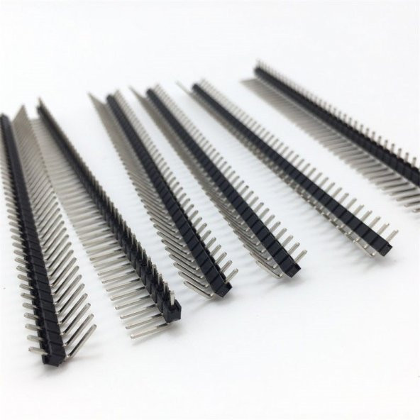 1x40 Pin 2.54mm Dik Açı Tek Sıra Pin Header  90° İğne Konnektörü x 1  Adet  (rf055) ürün görseli 1