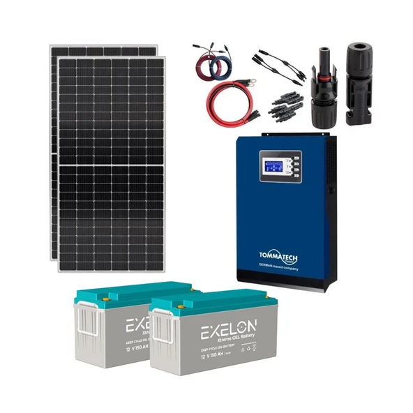 Güneş Enerjisi Solar Paketi 3kVA İnverter 450W Güneş Paneli 150Ah Jel Akü ürün görseli 1