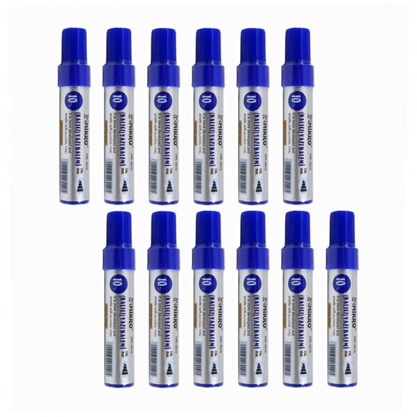 Mavi Permanent Markör Marker Kesik Uçlu Koli Kalemi Mavi 10 mm Mr-6010 12 Adet ürün görseli 1