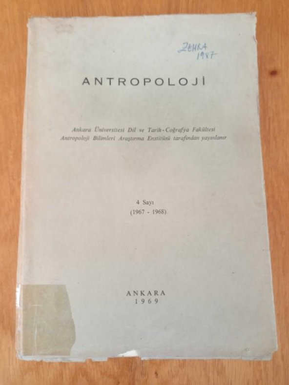 ANTROPOLOJİ 4. SAYI ( 1967 - 1968 ) ( F. ANTROPOLOJİ - PALEOANTROPOLOJİ - ETNOLOJİ - PREHİSTORYA ) ürün görseli 1