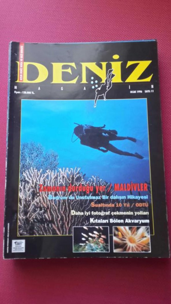 DENİZ Magazin Aylık Deniz ve Doğa Dergisi * Sayı: 11 *  OCAK  1996 / ZAMANIN DURDUĞU YER/MALDİVLER *SU ALTINDA 10 YIL/ ODTÜ* KITALARI BÖLEN AKVARYUM ürün görseli 1