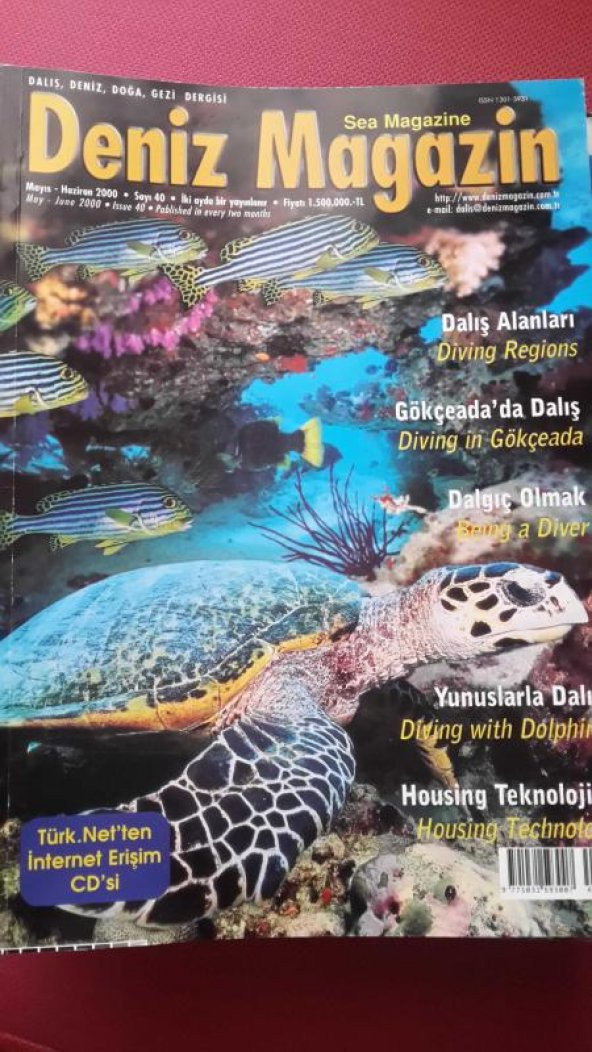 DENİZ Magazin Dalış, Deniz, Doğa,Gez Dergisi * Sayı: 40 *  MAYIS-HAZİRAN 2000 /DALIŞ ALANLARI-GÖKÇEADA'DA DALIŞ-DALGIÇ OLMAK ürün görseli 1