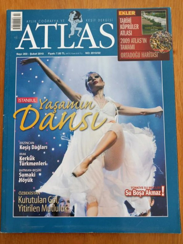 ATLAS  Aylık Coğrafya ve Keşif Dergisi  Şubat  2010 * Sayı: 203 /  İSTANBUL  Yaşamın Dansı * ERZİNCAN Keşiş Dağları * KERKÜK TÜRKMENLERİ ürün görseli 1