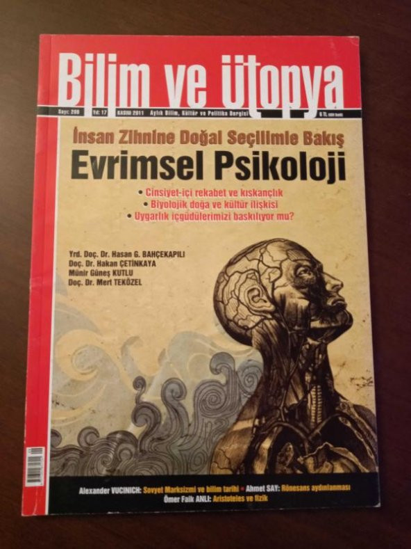 BİLİM ve ÜTOPYA  Aylık Bilim,Kültür ve Politika Dergisi  Sayı:209 * Kasım  2011 / İnsan Zihnine Doğal Seçilimle Bakış, Evrimsel Psikoloji * Kıskançlık ürün görseli 1