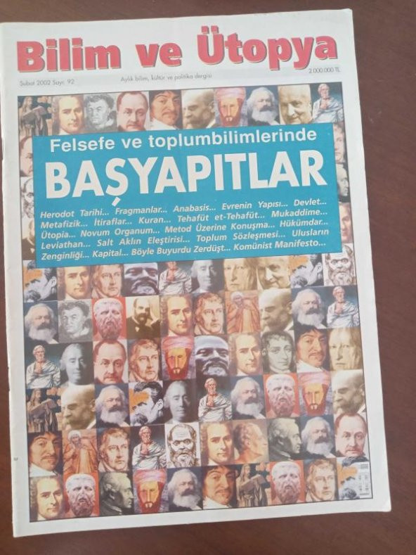 BİLİM ve ÜTOPYA  Aylık Bilim, Kültür ve Politika Dergisi  Sayı:92 * Şubat  2002 / Felsefe ve toplumbilimlerinde  BAŞYAPITLAR ürün görseli 1