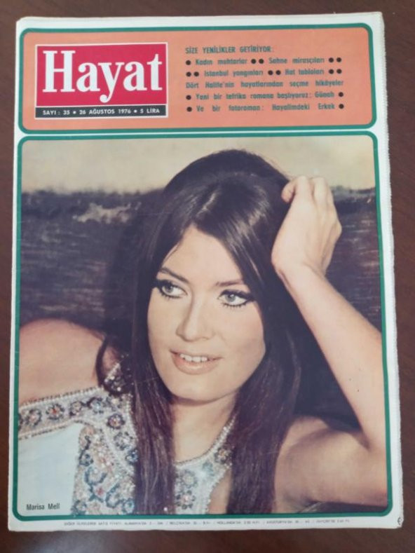 HAYAT HAFTALIK MECMUA *Sayı:35 *  26 Ağustos  1976 * TÜM EKLERİ İÇİNDEDİR /  KADIN MUHTARLAR* İSTANBUL YANGINLARI * DÖRT HALİFENİN HAYATLARINDAN HİKAYELER ürün görseli 1