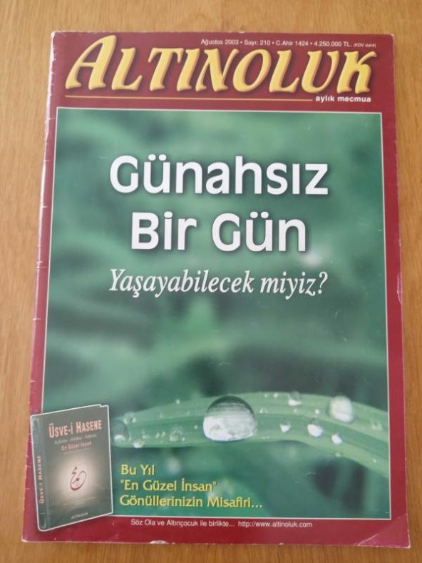 ALTINOLUK Aylık Mecmua   Sayı: 210  * Ağustos   2003  /  GÜNAHSIZ BİR GÜN YAŞAYABİLECEK MİYİZ ? ürün görseli 1