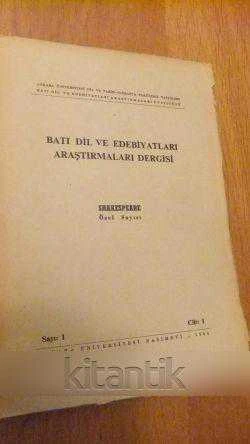 BATI DİL VE EDEBİYATLARI ARAŞTIRMALARI DERGİSİ    Cilt: I  * Sayı: 1  /  SHAKESPEARE  Özel Sayısı ürün görseli 1