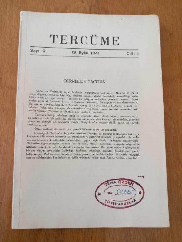 TERCÜME  SAYI: 9   *  CİLT: II  *   19  Eylül  1941 ürün görseli 1