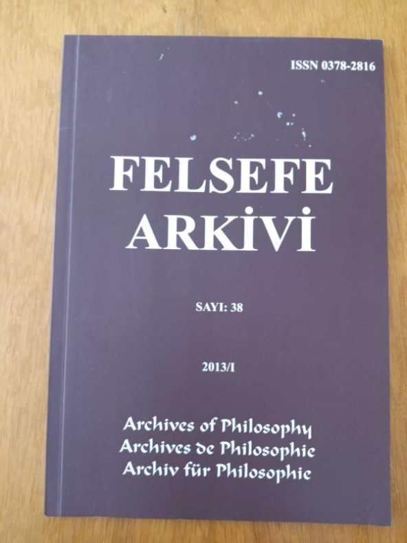 Felsefe Arkivi Sayı: 38, 2013/I ürün görseli 1