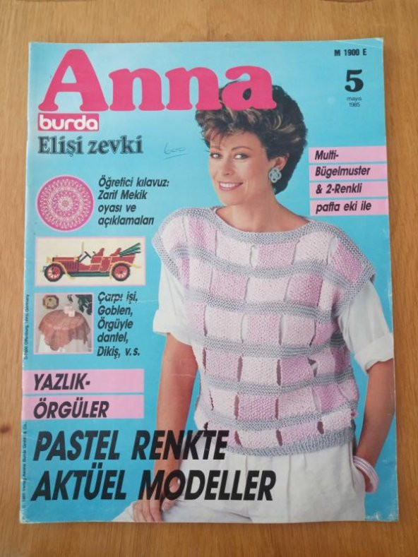ANNA  burda  Elişi zevki  * 5  MAYIS   1985 /   Öğretici Kılavuz: ZARİF MEKİK OYASI ve açıklamaları *Çarpı işi, Goblen, Örgüyle dantel,Dikiş..* YAZLIK ÖRGÜLER ürün görseli 1