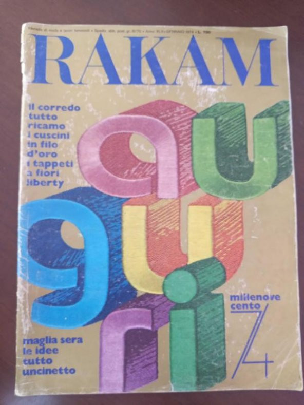 RAKAM   Mensile di moda e lavori femmilini    *  PRATİK EL İŞLERİ   *  AYLIK İTALYAN KADIN MODA DERGİSİ  *  1974  * NO: 1 ürün görseli 1