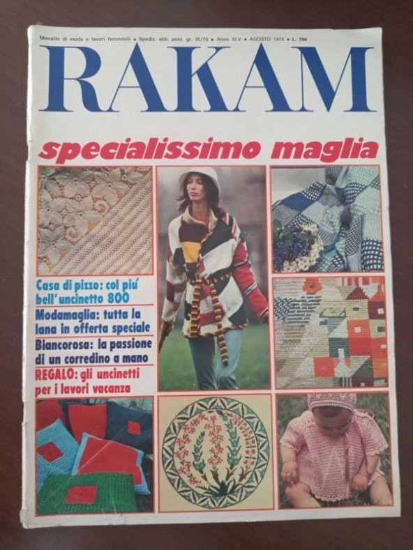 RAKAM Mensile di moda e lavori femmilini * PRATİK EL İŞLERİ * AYLIK İTALYAN KADIN MODA DERGİSİ * AGOSTO 1974 * NO: 8 ürün görseli 1