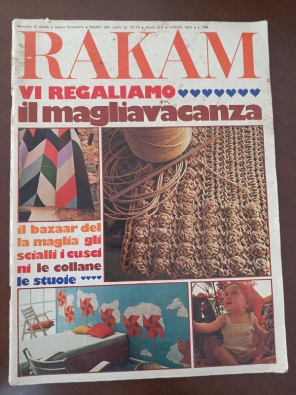 RAKAM Mensile di moda e lavori femmilini * PRATİK EL İŞLERİ * AYLIK İTALYAN KADIN MODA DERGİSİ * LUGLIO 1974 * NO: 7 ürün görseli 1