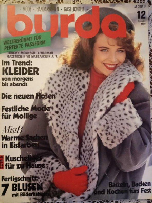 BURDA  MODE - HANDARBETTEN - GASTLICHKEIT   ( Türkçe İzahlı Burda Mecmua ) 12  Dezember  1989 / 2 Patronlu Pafta + 1 Türkçe İzahlı Anahtar ürün görseli 1
