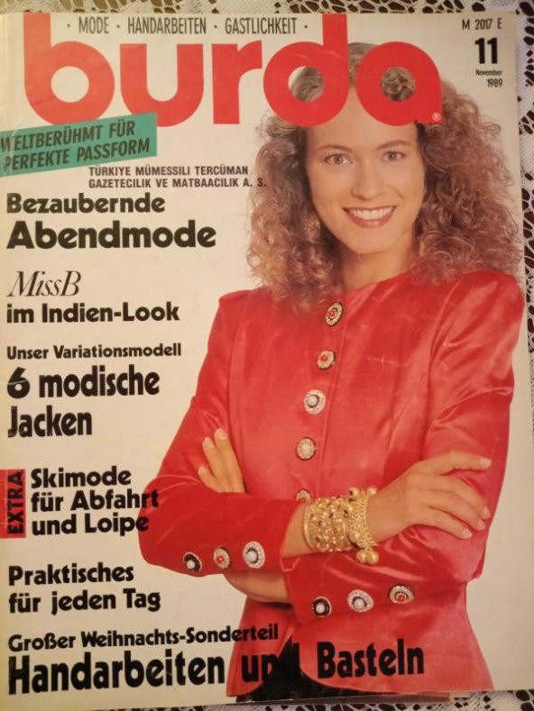 BURDA MODE - HANDARBETTEN - GASTLICHKEIT ( Türkçe İzahlı Burda Mecmua ) 11 November 1989 / 2 Patronlu Pafta + 1 Türkçe İzahlı Anahtar ürün görseli 1