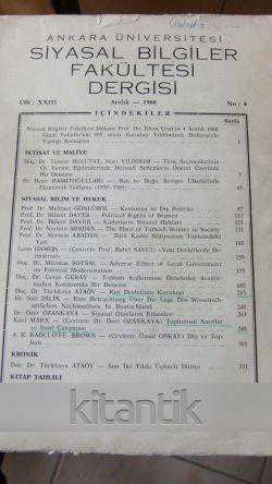 ANKARA ÜNİVERSİTESİ  SİYASAL BİLGİLER FAKÜLTESİ DERGİSİ    Cilt : XXIII    Sayı: 4     Yıl : 1968 ürün görseli 1