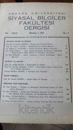 ANKARA ÜNİVERSİTESİ  SİYASAL BİLGİLER FAKÜLTESİ DERGİSİ  Cilt : XXVII    Sayı: 2    Yıl : 1972 ürün görseli 1