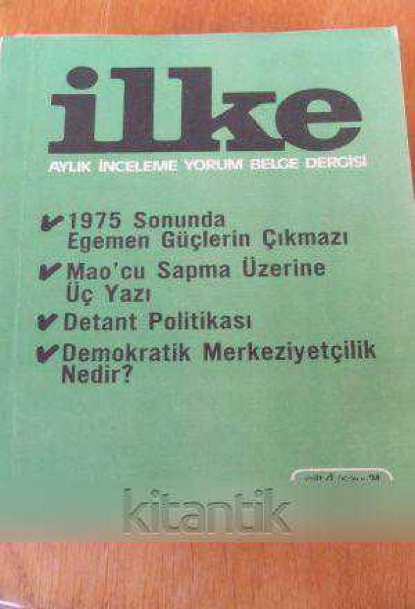 İLKE Aylık İnceleme Yorum Belge Dergisi SAYI: 24 - ARALIK  1975 ürün görseli 1