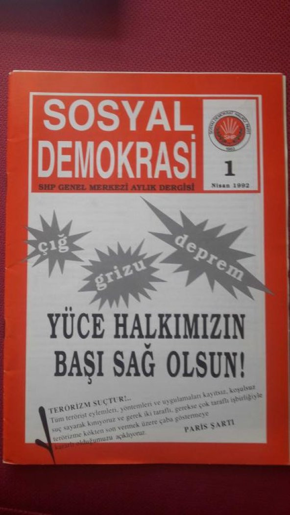 SOSYAL DEMOKRASİ * SHP GENEL MERKEZİ AYLIK DERGİSİ Sayı:1 * NİSAN 1992 ürün görseli 1
