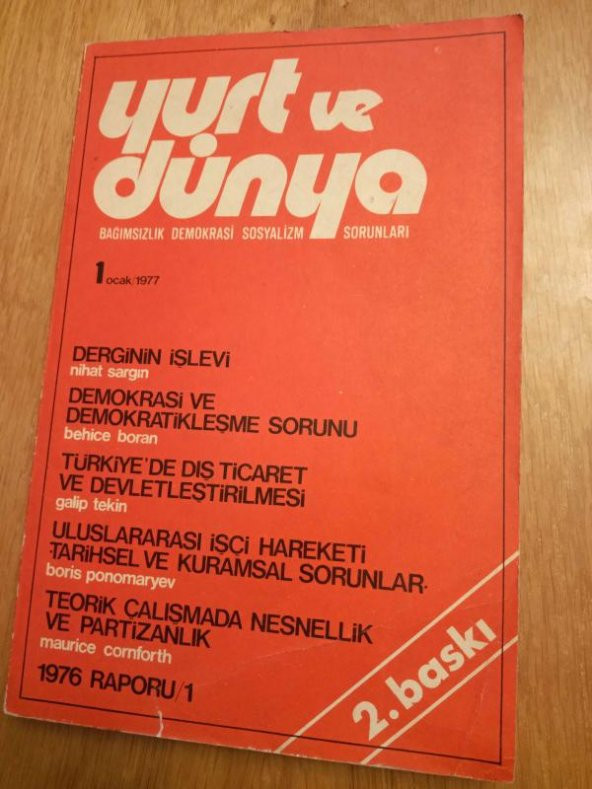 YURT ve DÜNYA Bağımsızlık Demokrasi Sosyalizm Sorunları * Sayı: 1   -  Ocak  1977 ürün görseli 1