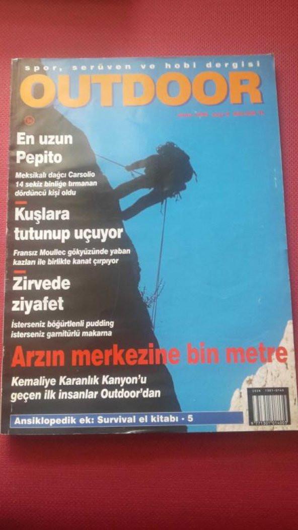 OUTDOOR  spor,serüven ve hobi dergisi  * Sayı: 6 * Ekim 1996  / ARZIN MERKEZİNE BİN METRE ürün görseli 1
