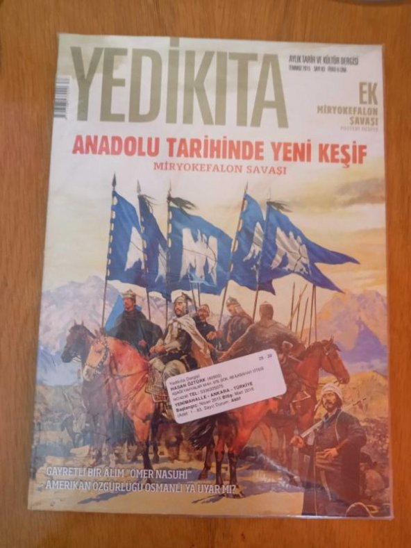 YEDİKITA  Aylık Tarih ve Kültür Dergisi  * Temmuz 2015 * Sayı: 83  /  EK: MİRYAKEFALON SAVAŞI Posteri Hediye ürün görseli 1