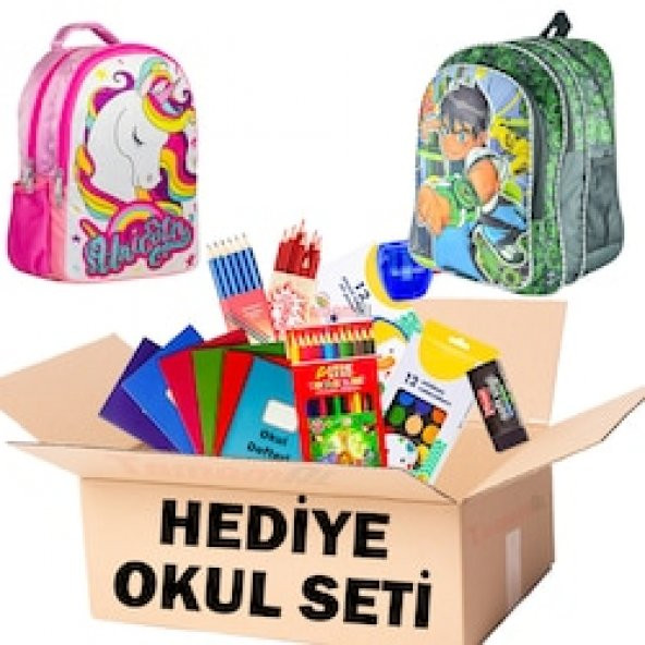 2K Hediyelik İlk Okul Seti Kuru Sulu Pastel Boya Kurşun Kalem Çanta ürün görseli 1