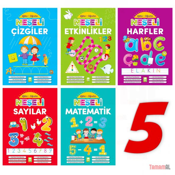 NEŞELİ SAYILAR HARFLER EĞİTİCİ ve ÖĞRETİCİ ÇİZGİ ALIŞTIRMALAR ürün görseli 1